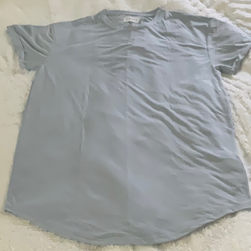 NWT TOPMAN Rolled S/S Longline T-Shirt (Pale Blue) - Size Large